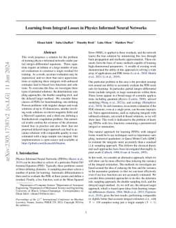 Learning from Integral Losses in Physics Informed Neural Networks