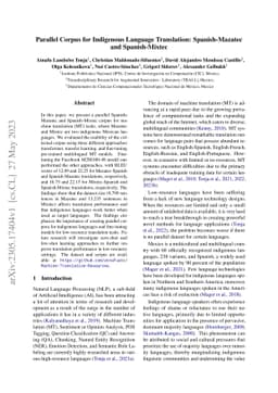 Parallel Corpus for Indigenous Language Translation: Spanish-Mazatec and
  Spanish-Mixtec