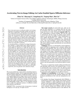 Accelerating Text-to-Image Editing via Cache-Enabled Sparse Diffusion
  Inference