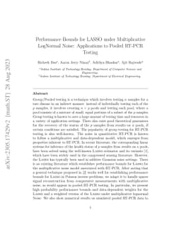 Performance Bounds for LASSO under Multiplicative Noise: Applications to
  Pooled RT-PCR Testing