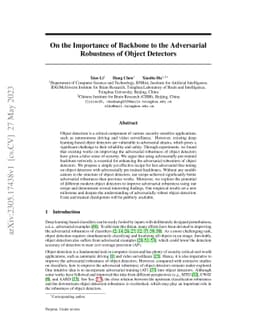 On the Importance of Backbone to the Adversarial Robustness of Object Detectors