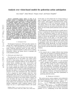 Analysis over vision-based models for pedestrian action anticipation