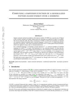 Computing a partition function of a generalized pattern-based energy
  over a semiring