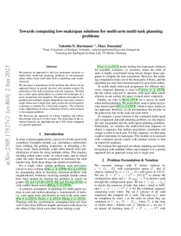 Towards computing low-makespan solutions for multi-arm multi-task
  planning problems