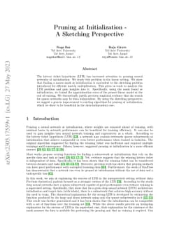 Pruning at Initialization -- A Sketching Perspective