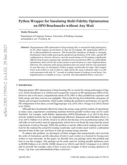 Python Wrapper for Simulating Multi-Fidelity Optimization on HPO
  Benchmarks without Any Wait