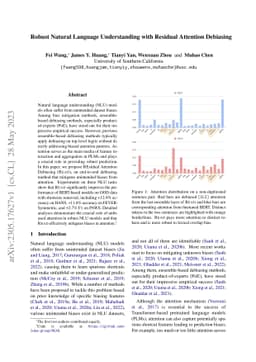Robust Natural Language Understanding with Residual Attention Debiasing