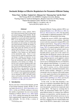 Stochastic Bridges as Effective Regularizers for Parameter-Efficient
  Tuning