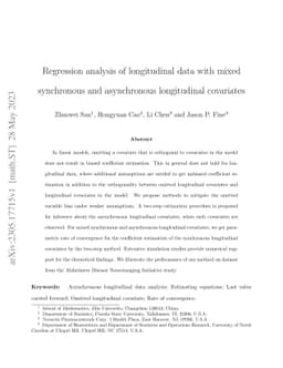 Regression analysis of longitudinal data with mixed synchronous and
  asynchronous longitudinal covariates