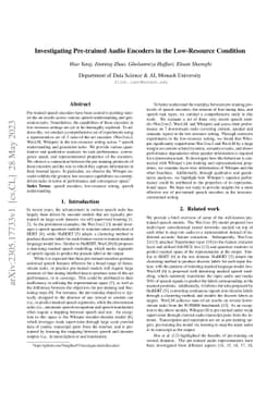 Investigating Pre-trained Audio Encoders in the Low-Resource Condition