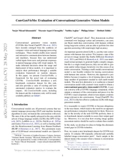 ConvGenVisMo: Evaluation of Conversational Generative Vision Models