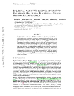 Sequential Condition Evolved Interaction Knowledge Graph for Traditional
  Chinese Medicine Recommendation