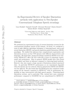 An Experimental Review of Speaker Diarization methods with application
  to Two-Speaker Conversational Telephone Speech recordings