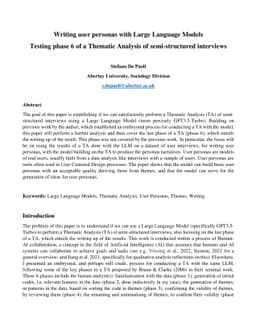 Writing user personas with Large Language Models: Testing phase 6 of a
  Thematic Analysis of semi-structured interviews