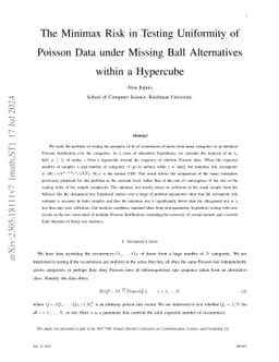 The Minimax Risk in Testing Uniformity of Poisson Data under Missing
  Ball Alternatives within a Hypercube