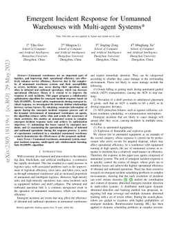 Emergent Incident Response for Unmanned Warehouses with Multi-agent
  Systems*