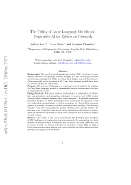 The Utility of Large Language Models and Generative AI for Education
  Research