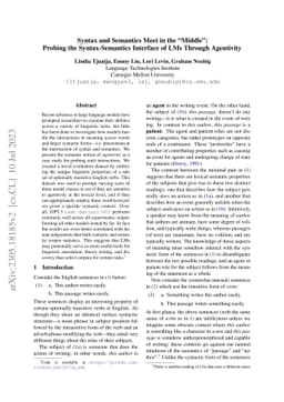 Syntax and Semantics Meet in the "Middle": Probing the Syntax-Semantics
  Interface of LMs Through Agentivity