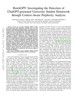 HowkGPT: Investigating the Detection of ChatGPT-generated University Student Homework through Context-Aware Perplexity Analysis