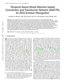 Temporal Aware Mixed Attention-based Convolution and Transformer Network
  (MACTN) for EEG Emotion Recognition