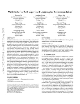 Multi-behavior Self-supervised Learning for Recommendation