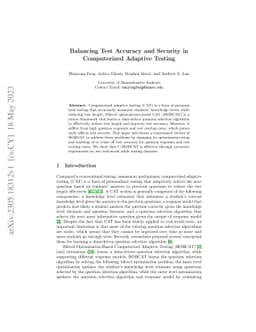 Balancing Test Accuracy and Security in Computerized Adaptive Testing