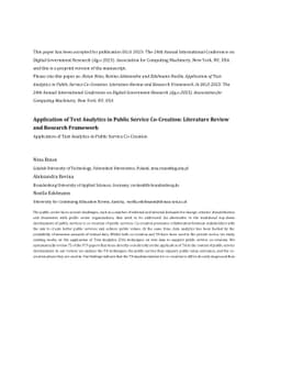Application of Text Analytics in Public Service Co-Creation: Literature
  Review and Research Framework