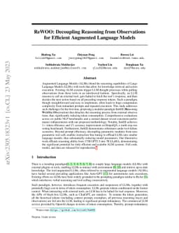 ReWOO: Decoupling Reasoning from Observations for Efficient Augmented
  Language Models