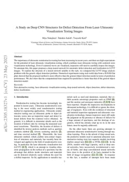 A Study on Deep CNN Structures for Defect Detection From Laser
  Ultrasonic Visualization Testing Images