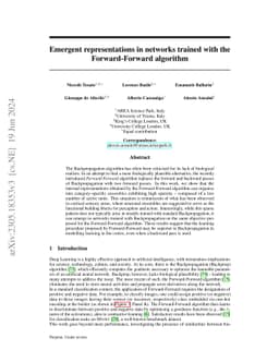 Emergent representations in networks trained with the Forward-Forward algorithm