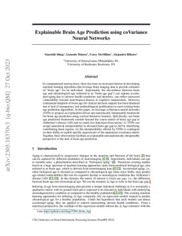 Explainable Brain Age Prediction using coVariance Neural Networks