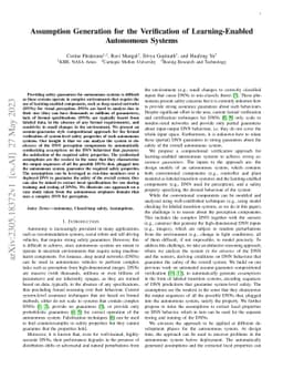 Assumption Generation for the Verification of Learning-Enabled
  Autonomous Systems