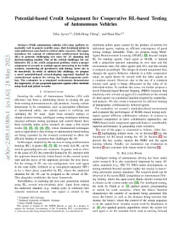 Potential-based Credit Assignment for Cooperative RL-based Testing of
  Autonomous Vehicles