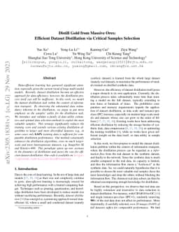Distill Gold from Massive Ores: Efficient Dataset Distillation via
  Critical Samples Selection