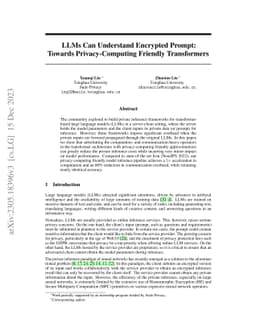 LLMs Can Understand Encrypted Prompt: Towards Privacy-Computing Friendly
  Transformers