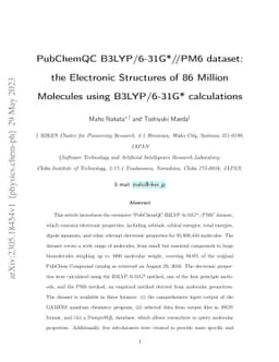 PubChemQC B3LYP/6-31G*//PM6 dataset: the Electronic Structures of 86
  Million Molecules using B3LYP/6-31G* calculations