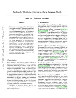 Baselines for Identifying Watermarked Large Language Models