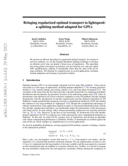 Bringing regularized optimal transport to lightspeed: a splitting method
  adapted for GPUs