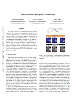 Solar Irradiance Anticipative Transformer