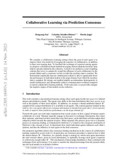Collaborative Learning via Prediction Consensus