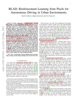 RLAD: Reinforcement Learning from Pixels for Autonomous Driving in Urban
  Environments