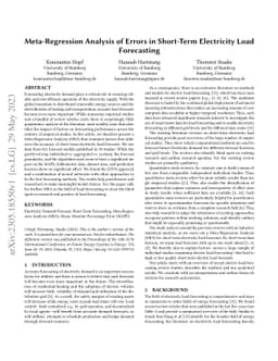 Meta-Regression Analysis of Errors in Short-Term Electricity Load
  Forecasting