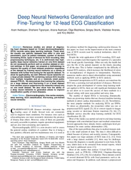 Deep Neural Networks Generalization and Fine-Tuning for 12-lead ECG
  Classification