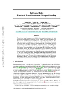 Faith and Fate: Limits of Transformers on Compositionality