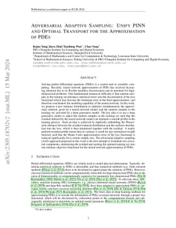 Adversarial Adaptive Sampling: Unify PINN and Optimal Transport for the
  Approximation of PDEs