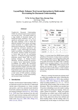 LayoutMask: Enhance Text-Layout Interaction in Multi-modal Pre-training
  for Document Understanding