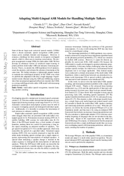 Adapting Multi-Lingual ASR Models for Handling Multiple Talkers