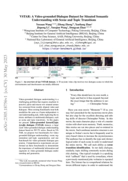 VSTAR: A Video-grounded Dialogue Dataset for Situated Semantic
  Understanding with Scene and Topic Transitions