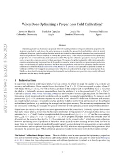 When Does Optimizing a Proper Loss Yield Calibration?