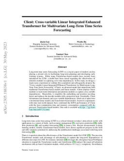 Client: Cross-variable Linear Integrated Enhanced Transformer for
  Multivariate Long-Term Time Series Forecasting